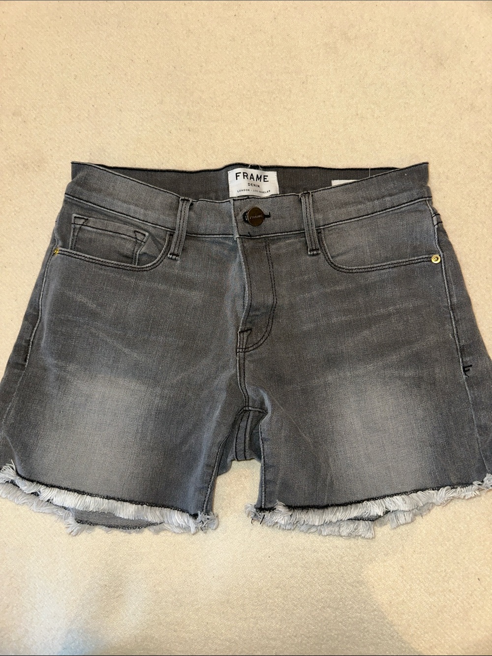 Frame Denim Gray Le Cutoff Frayed Hem Jean Shorts SZ 25